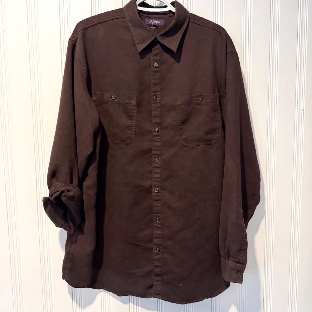 John Ashford Dark Brown Shirt Suede Like Feel Tall LG